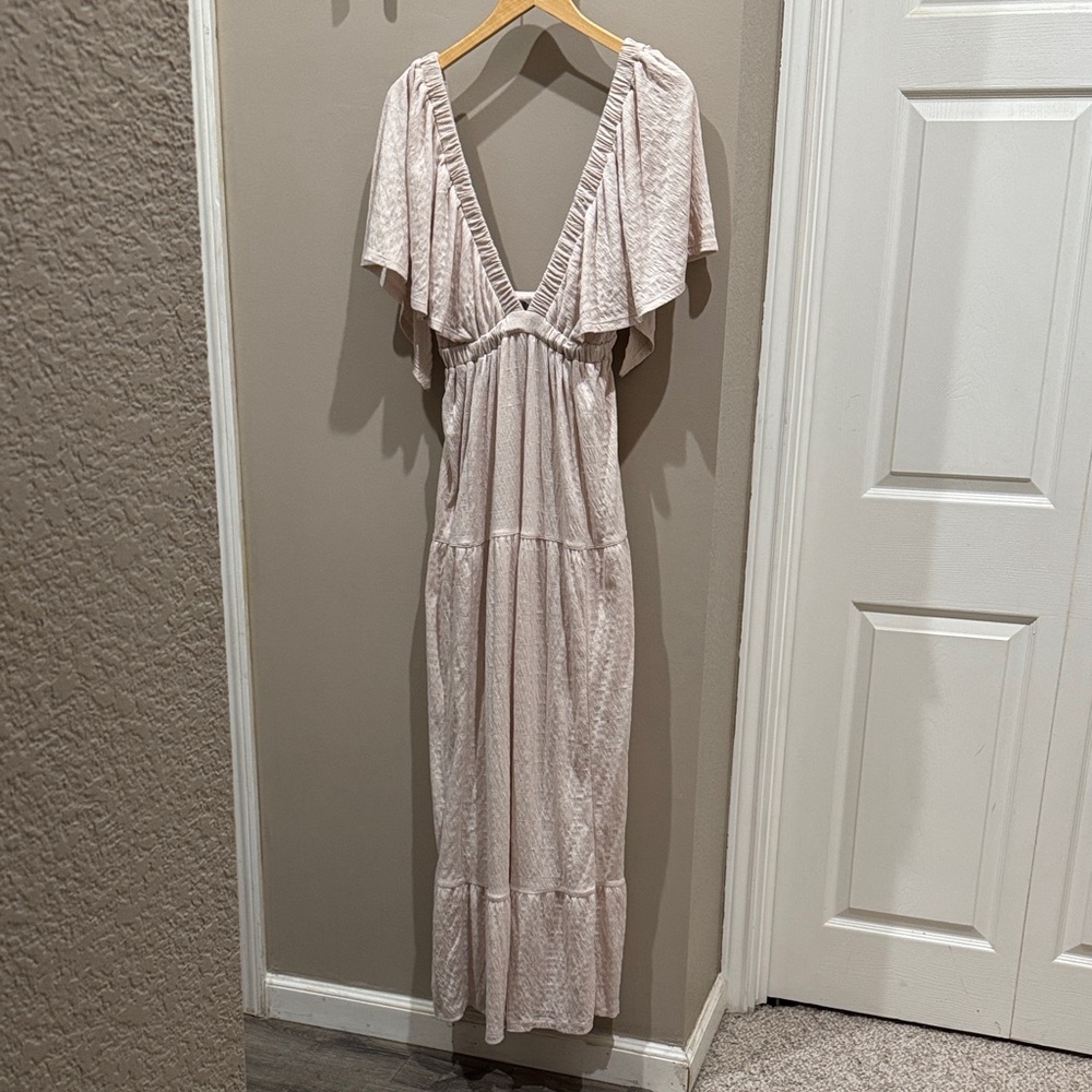 Free People Cream Maxi Dress with Ruffle Detail